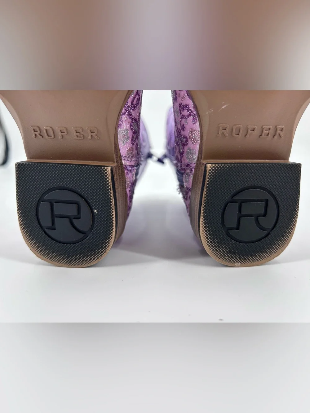 Roper Kids Lavender Floral Glitter Western Cowboy Boots - Toddler Size 6